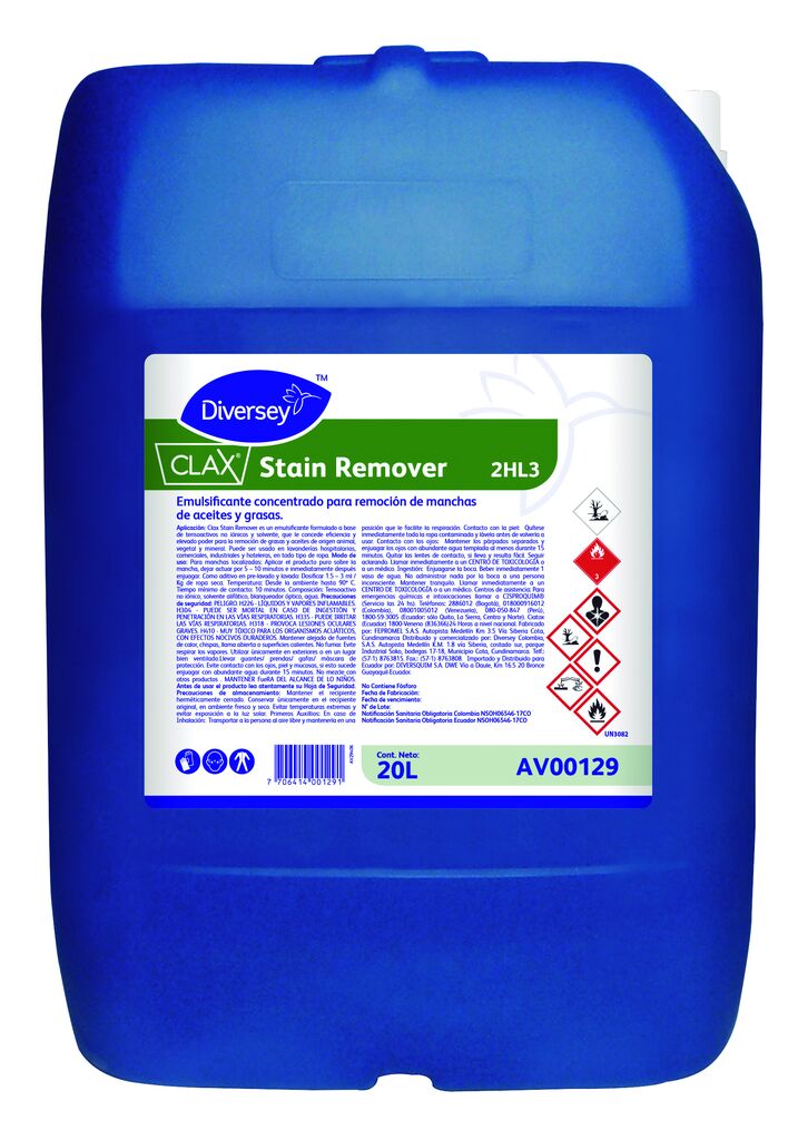 CLAX STAIN REMOVER 20L - Emulsificante concentrado para la remoción de manchas de aceite y grasa